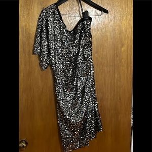 Size 13, off shoulder sequined party dress